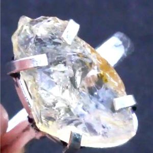 2/$50 Rough Citrine 925 Silver Plated Gemstone Jewelry Handmade Ring Size‎ 7.75